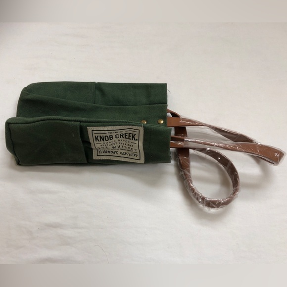 Knob Creek Rye Whiskey Canvas Bag Sack Green Handles Rivets Kentucky Liquor - Picture 2 of 10